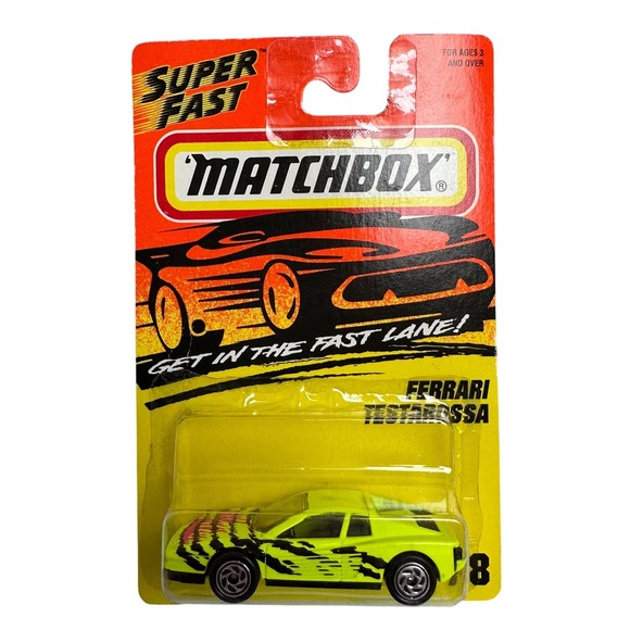 MATCHBOX Other - Matchbox Super Fast Ferrari Testarossa‎ #78 Neon Yellow Tiger Stripe 1995